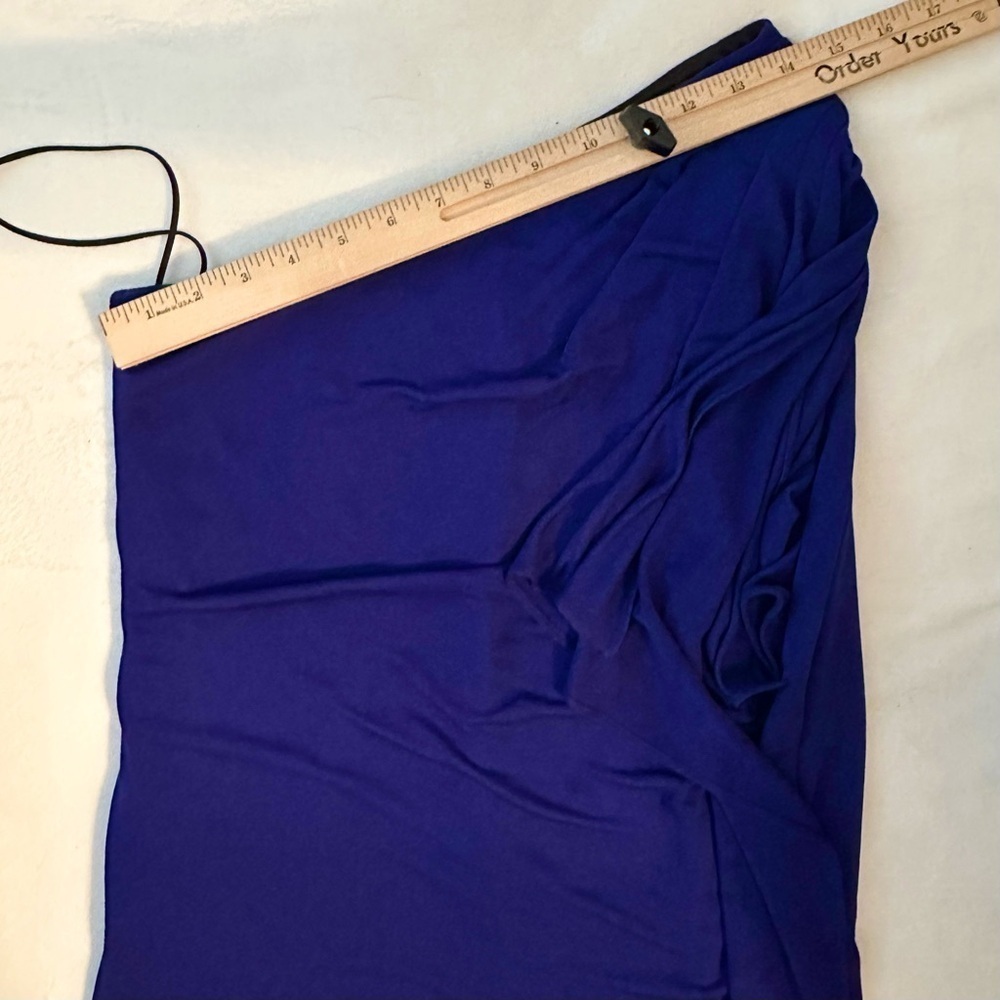 Badgley Mischka Mark & James Royal Blue One Shoulder Drape Mini Dress XS - Picture 8 of 11